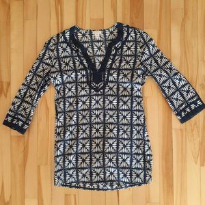 J. Crew navy and white blouse XS
